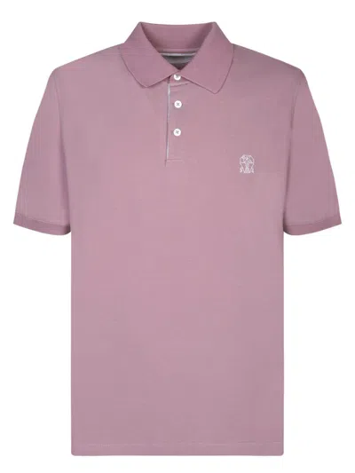 Brunello Cucinelli Logo Printed Short-sleeved Polo Shirt In Purple