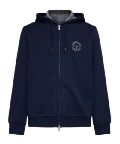 Brunello Cucinelli Logo-printed Zipped Drawstring Hoodie In Black
