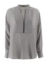 Brunello Cucinelli Blouse With A Korean Collar In Animal Print