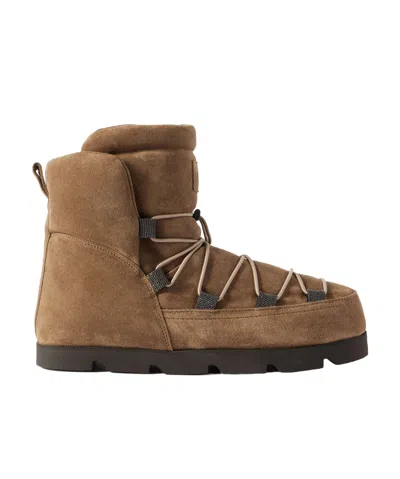 Brunello Cucinelli Padded Suede Boots In Brown