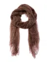 Brunello Cucinelli Logo Silk Scarf In Brown