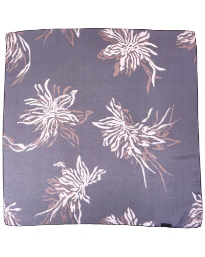 Brunello Cucinelli Logo Silk Scarf In Gray