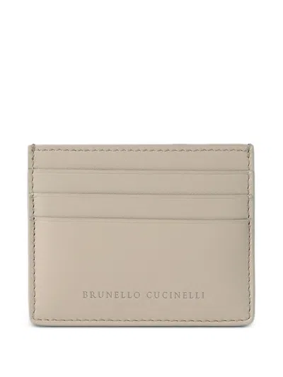 Brunello Cucinelli Logo-stamp Cardholder In Gray