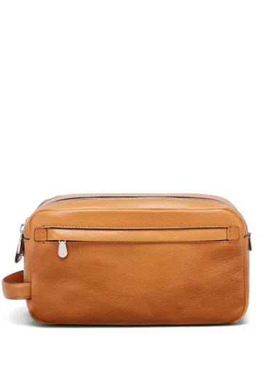 Brunello Cucinelli Beauty Case With Double Zipper In Natural