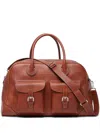 Brunello Cucinelli Grained Calfskin Weekender Bag In Brown