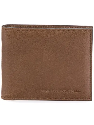 Brunello Cucinelli Logo Stamp Wallet In Brown