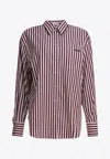 Brunello Cucinelli Logo Striped Long-sleeved Shirt In Red