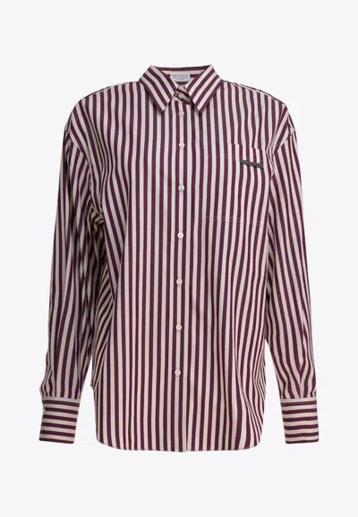 BRUNELLO CUCINELLI LOGO STRIPED LONG-SLEEVED SHIRT