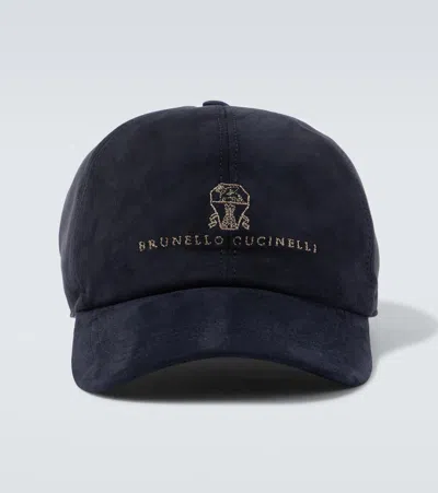 BRUNELLO CUCINELLI LOGO SUEDE BASEBALL CAP