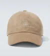 Brunello Cucinelli Logo Suede Baseball Cap In Brown