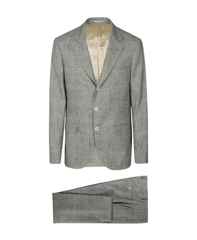 Brunello Cucinelli Logo Suit In Gray