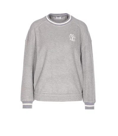 Brunello Cucinelli Logo Sweatshirt In Gray