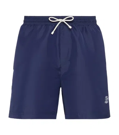 Brunello Cucinelli Logo Swim Shorts In Blue