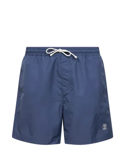 Brunello Cucinelli Denim Nylon Swim Shorts In Blue