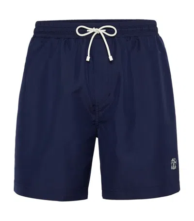 Brunello Cucinelli Logo Swim Shorts In Blue