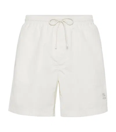 Brunello Cucinelli Logo Swim Shorts In White