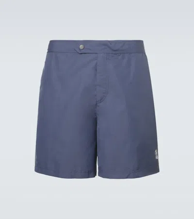 Brunello Cucinelli Logo Swim Trunks In Blue
