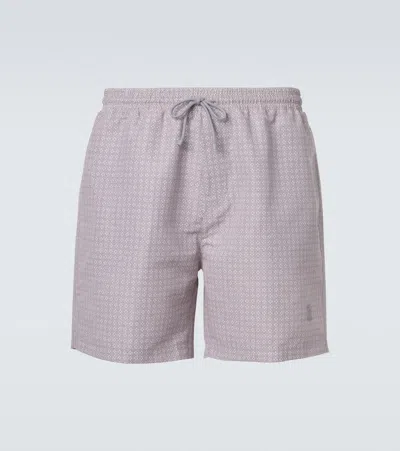 Brunello Cucinelli Logo Swim Trunks In Gray