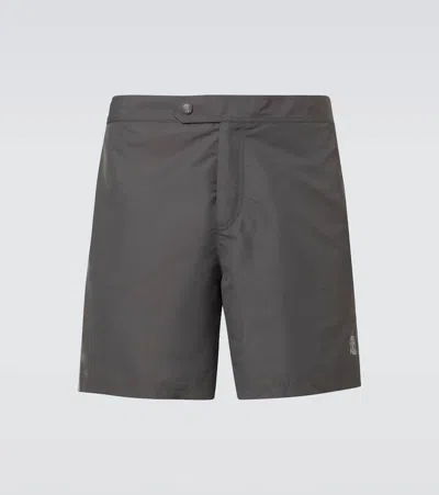 Brunello Cucinelli Logo Swim Trunks In Grey