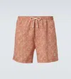 Brunello Cucinelli Logo Swim Trunks In Orange