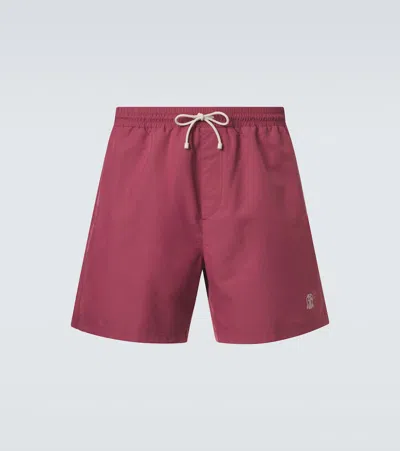 Brunello Cucinelli Polyester Swim Shorts Tech Fabric Pockets In Pink