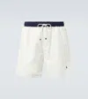 Brunello Cucinelli Straight-leg Mid-length Logo-print Swim Shorts In White