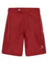 Brunello Cucinelli Logo Mid-length Swimsuit Side Stripes In Red