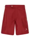 Brunello Cucinelli Logo Mid-length Swimsuit Side Stripes In Red
