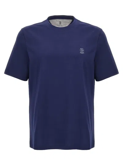 Brunello Cucinelli Cotton Jersey Logo T-shirt In Galassia