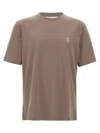Brunello Cucinelli Mud Cotton Solomeo Crest T-shirt