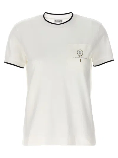 Brunello Cucinelli Logo T-shirt In Blanco
