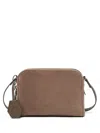 Brunello Cucinelli Small Suede Crossbody Bag In Braun