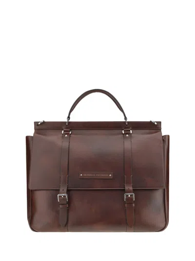 Brunello Cucinelli Logo Travel Bag In Brown