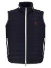 Brunello Cucinelli Gilet In Navy Blue With Front Two-way Zip Fastening