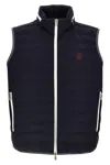 Brunello Cucinelli Gilet In Navy Blue With Front Two-way Zip Fastening