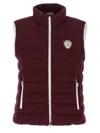 Brunello Cucinelli Logo Quilted High Collar Sleeveless Jacket In Red