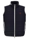 Brunello Cucinelli Gilet In Navy Blue With Front Two-way Zip Fastening In Blue