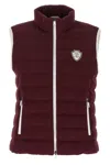 Brunello Cucinelli Bordeaux Sleeveless Down Jacket With Logo Patch On The Front In Burgundy