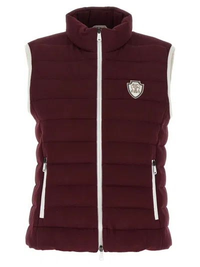 Brunello Cucinelli Logo Waistcoat Gilet Bordeaux