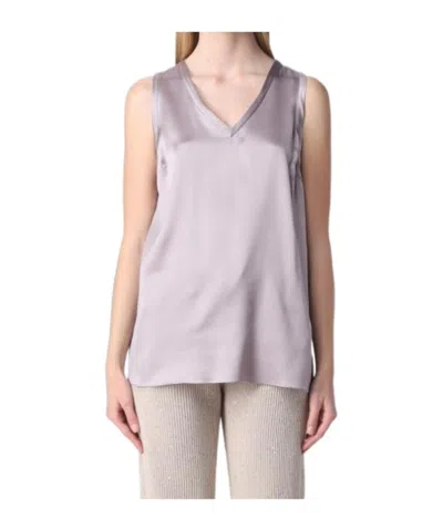 Brunello Cucinelli Logo Vest In Gray