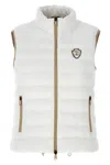 Brunello Cucinelli Goose Down Padded Cotton Vest With Front Logo And High Neck In White