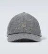Brunello Cucinelli Virgin Wool Embroidered Baseball Cap In Grey