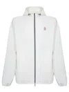Brunello Cucinelli Men Bonded Nylon Hooded Outerwear Jacket With Logo In White