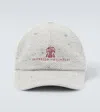 Brunello Cucinelli Logo Wool And Cashmere Baseball Cap In Gray