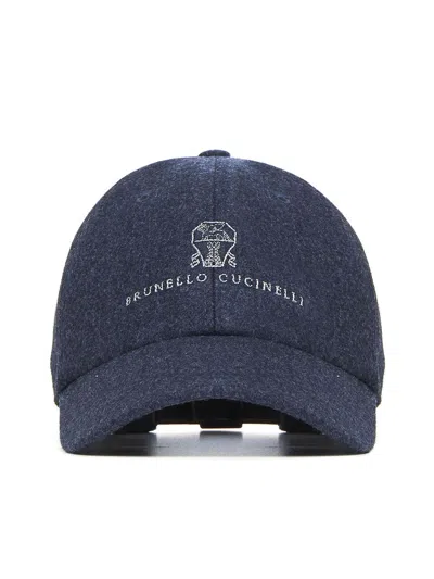 BRUNELLO CUCINELLI BRUNELLO CUCINELLI LOGO WOOL BASEBALL CAP