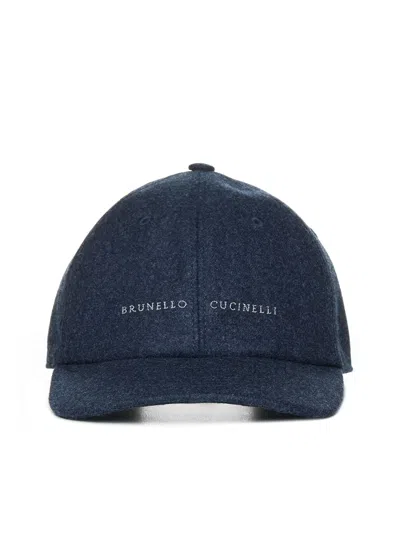 Brunello Cucinelli Logo Wool Baseball Cap In Buio