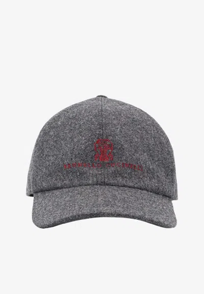 Brunello Cucinelli Logo Wool Baseball Cap In Gray