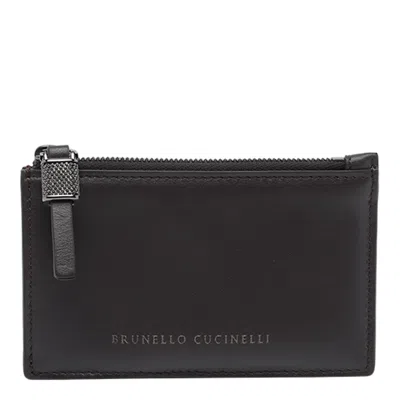Brunello Cucinelli Logo Zip Wallet In Black