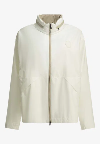 Brunello Cucinelli Logo Zip-up Raincoat In White
