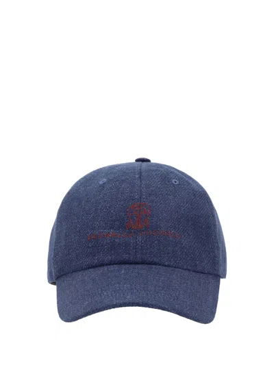 Brunello Cucinelli Logoed Baseball Hat In Blue